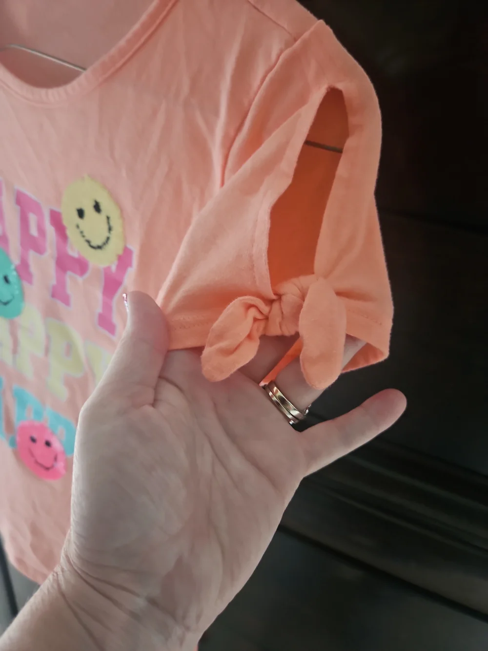 The Children's Place Coral Tie-Sleeve 'Happy' Graphic Tee
